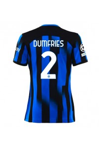 Fotbalové Dres Inter Milan Denzel Dumfries #2 Dámské Domácí Oblečení 2023-24 Krátký Rukáv